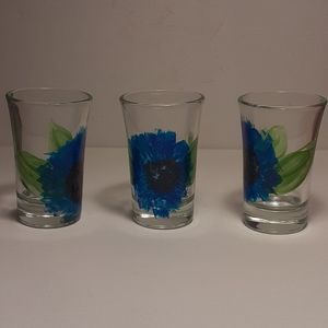 Set of 3 hand painted 1 oz. Shot glasses